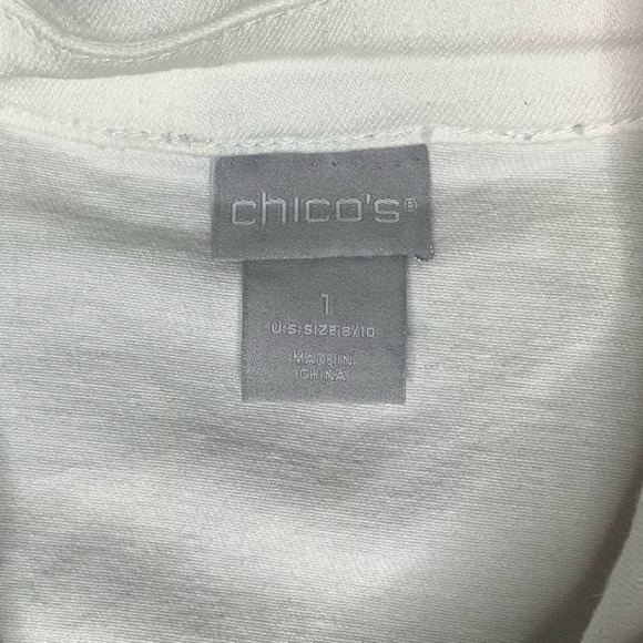 Chico’s Artisan Palm Denim Tropical Floral Embroidered Beaded Jacket - Picture 9 of 10